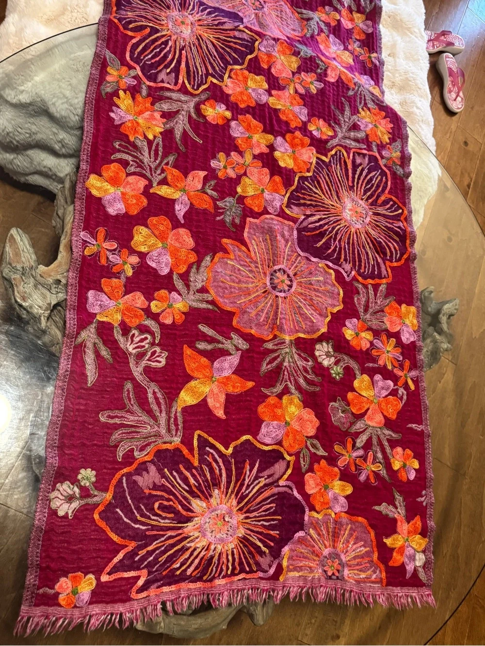 Boho Wool Floral Multi-Use Scarf